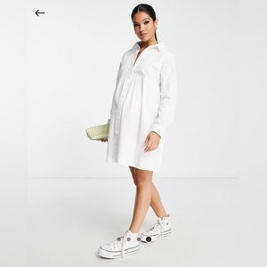 ASOS Maternity Cotton Mini Smock Shirt Dress